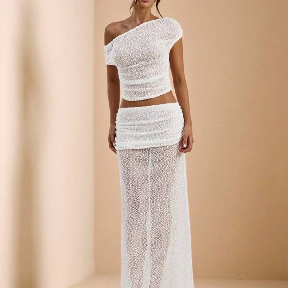Elegant White Sheer Two-Piece Dress
